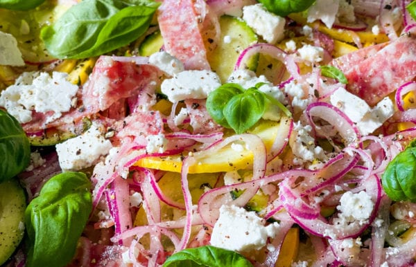 Summer Squash Salad with zucchini, onion, feta