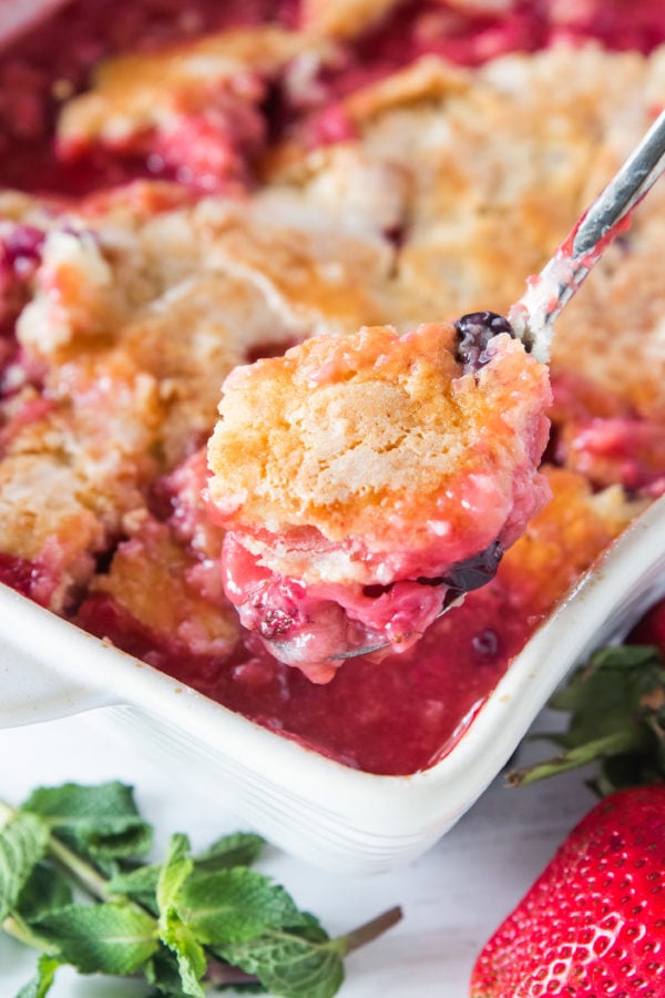 spoonful of Best Strawberry Cobbler Recipe