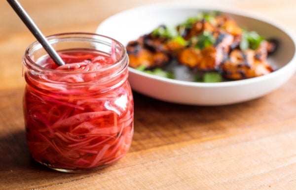 jar of pickled red onions