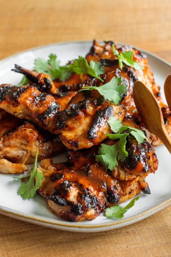 Grilled BBQ Marinated Chicken with cilantro garnish