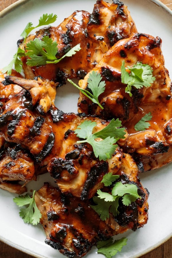 platter of Grilled BBQ Marinated Chicken thighs