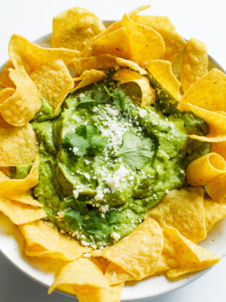 Avocado Salsa Verde with chips