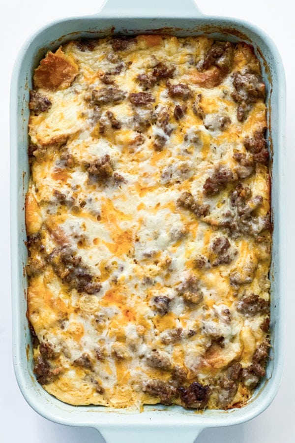 9x13 pan of Best Sausage Breakfast Casserole