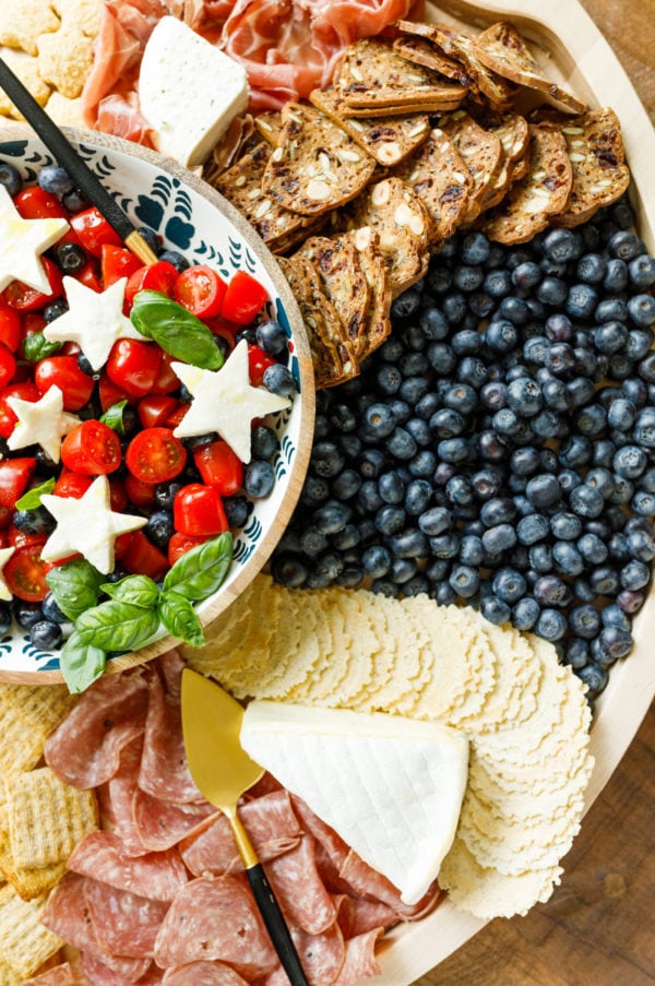 caprese salad with white cheese stars