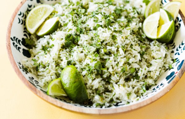 white rice with lime and cilantro