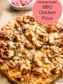 pieces of Homemade BBQ Chicken Pizza