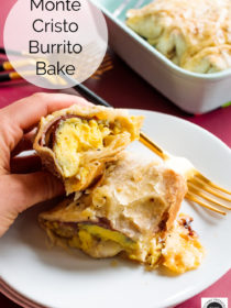 Monte Cristo Burrito cut in half
