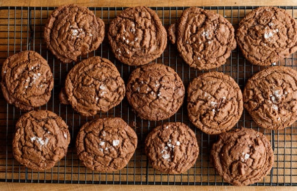 baking rack of Peanut Butter Nutella Chocolate Cookies