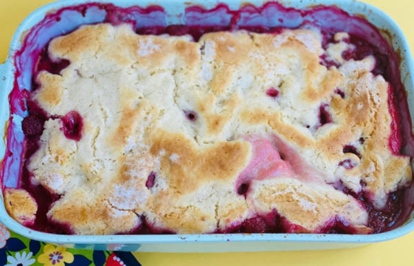 hot out of the oven Classic Raspberry Cobbler Recipe
