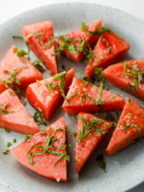 platter of Salted Watermelon with Honey Mint
