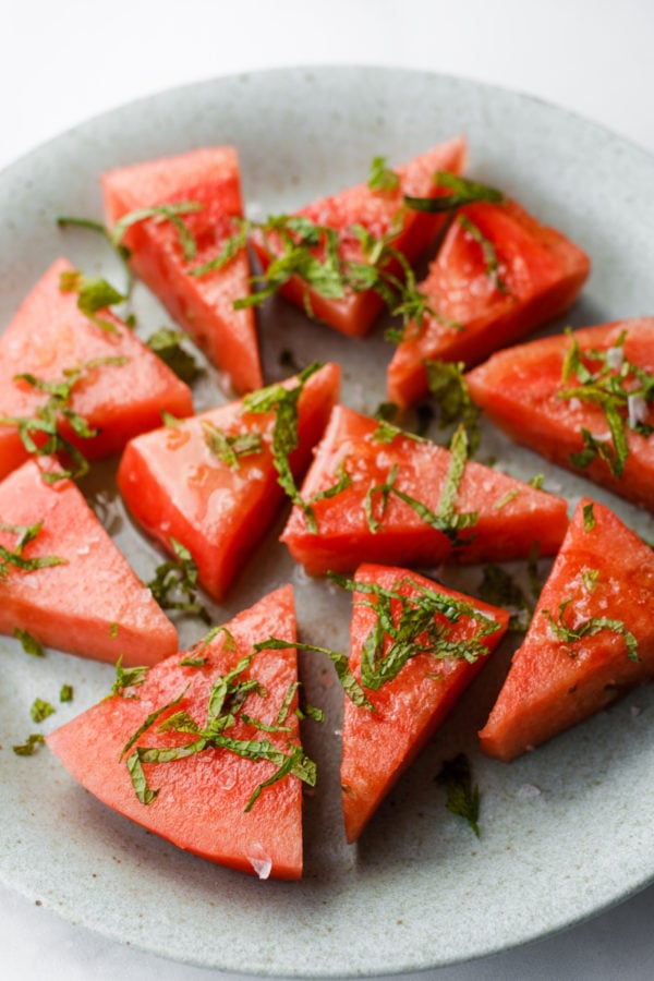 platter of Salted Watermelon with Honey Mint