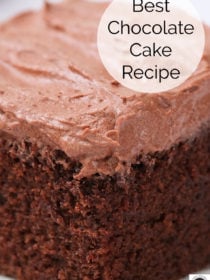 square of best chocolate cake with frosting