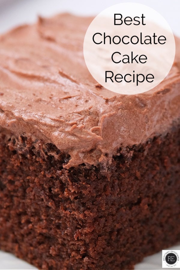 square of best chocolate cake with frosting