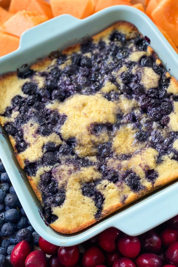 buttermilk cake made with blueberries