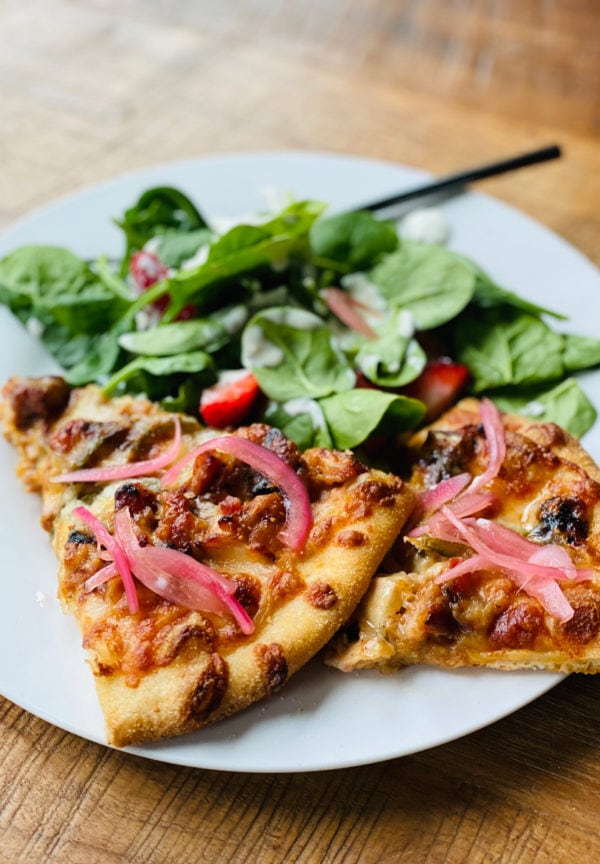 pizza with pickled red onions