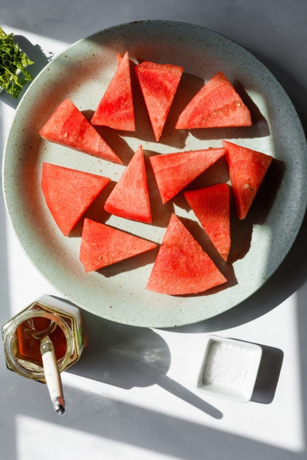 watermelon triangles on a plate