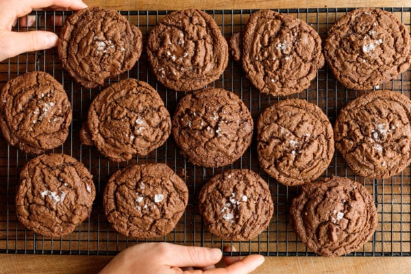 out of the oven Peanut Butter Nutella Chocolate Cookies