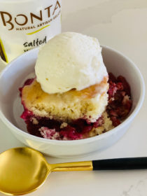 raspberry cobbler with vanilla gelato