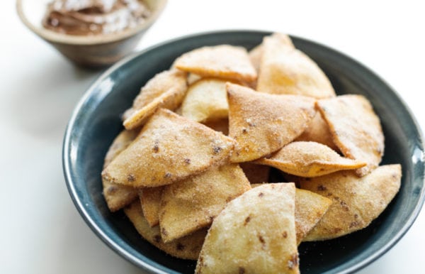 fried flour tortillas with cinnamon and sugar