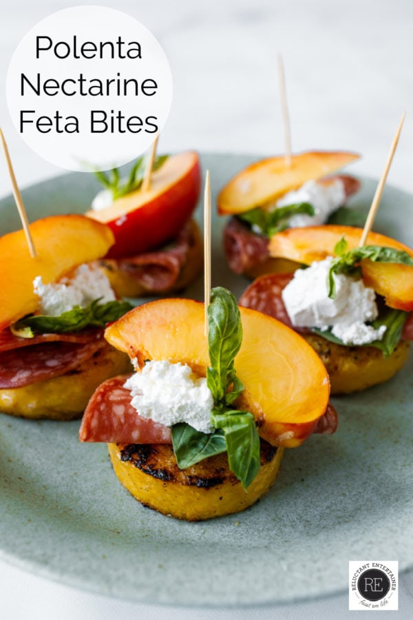 Polenta Nectarine Feta Bites