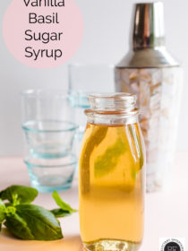 glass bottle of Vanilla Basil Syrup