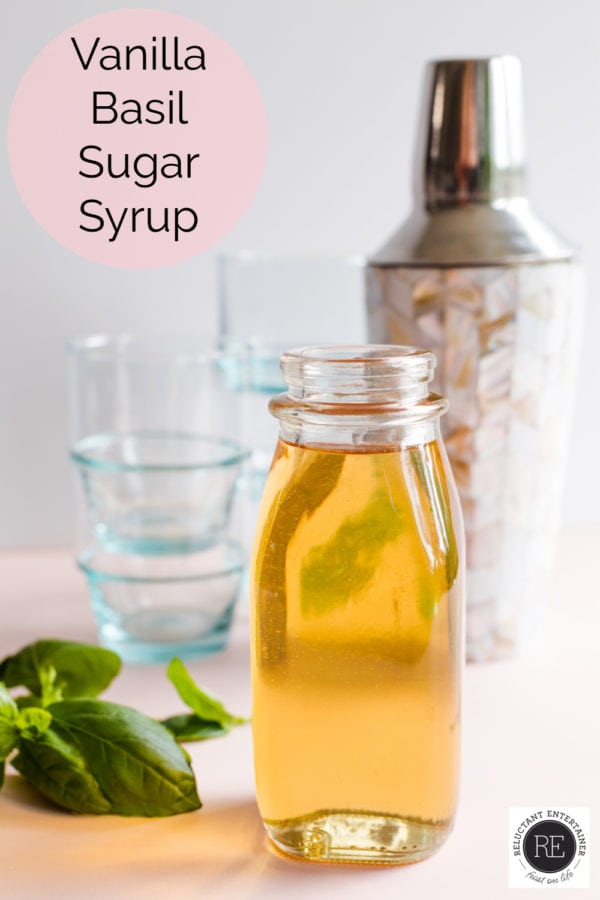 glass bottle of Vanilla Basil Syrup