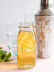 glass bottle of Vanilla Basil Syrup