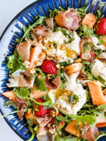 summer fresh Burrata Melon Strawberry Salad