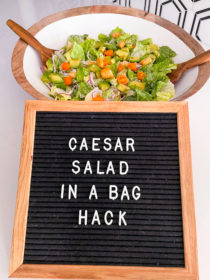 Caesar Salad in a Bag Hack with made up salad