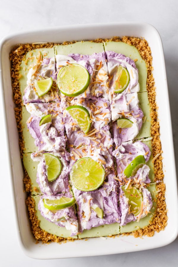 9x13 pan of Key Lime Coconut Cheesecake Bars