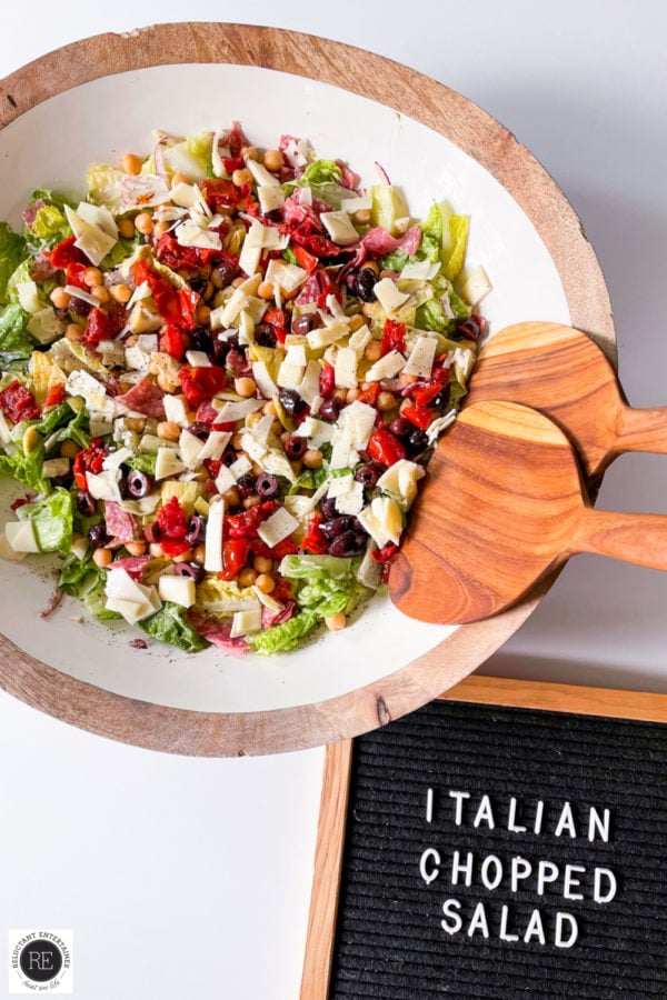 round serving bowl of Italian Chopped Salad