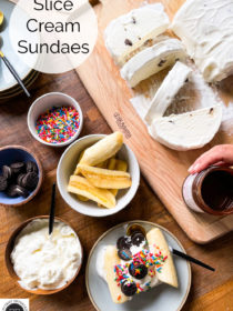 ingredients set out for Slice Cream Sundaes