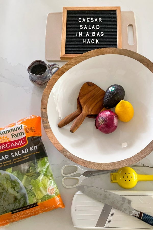 ingredients for Caesar Salad in a Bag Hack