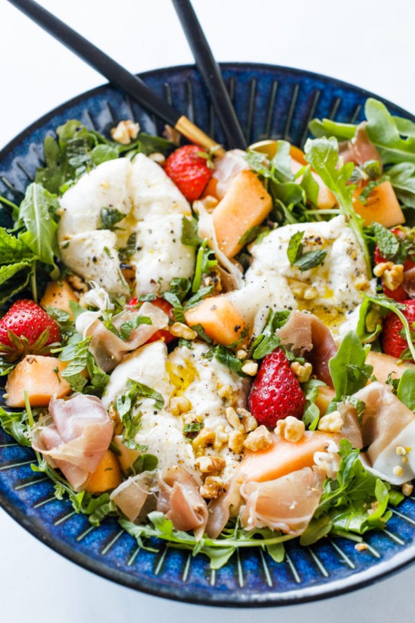 fresh Burrata Melon Strawberry Salad