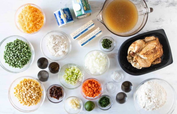 ingredients for Chicken Pot Pie with Cheesy Drop Biscuits