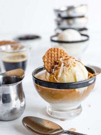 Coffee Affogato With Vanilla Ice Cream with cookies