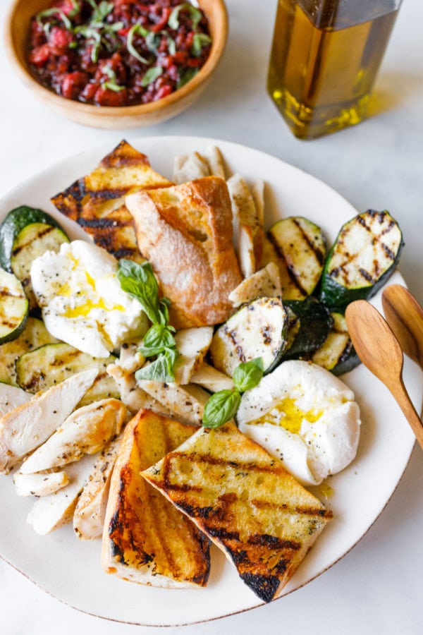 Grilled Zucchini Burrata Chicken Salad