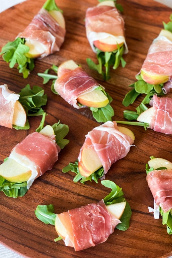 plate of Prosciutto Wrapped Apple Bites