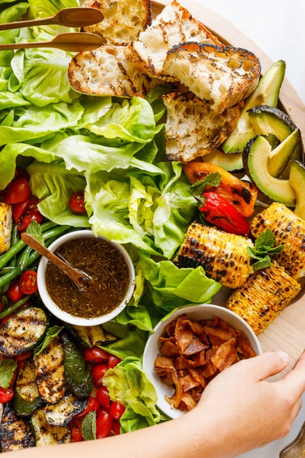 Grilled BLT Salad Board with grilled corn