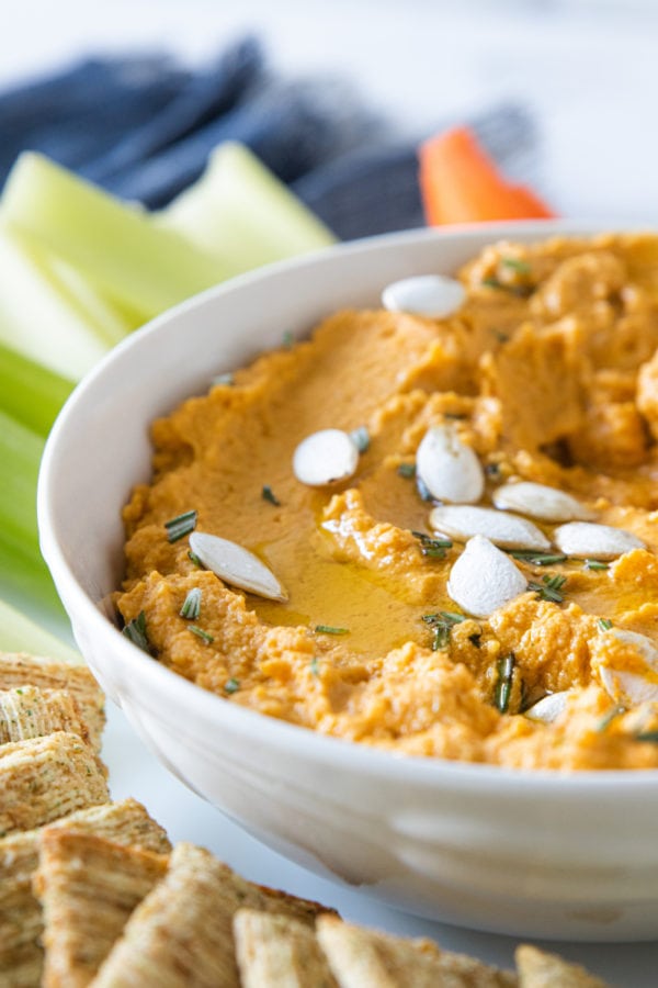 pumpkin hummus with olive oil