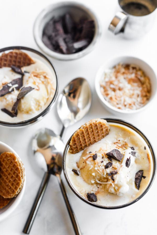 bowls of Coffee Affogato With Vanilla Ice Cream
