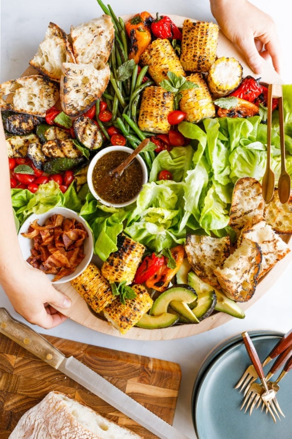 making a BLT Grilled Salad Board