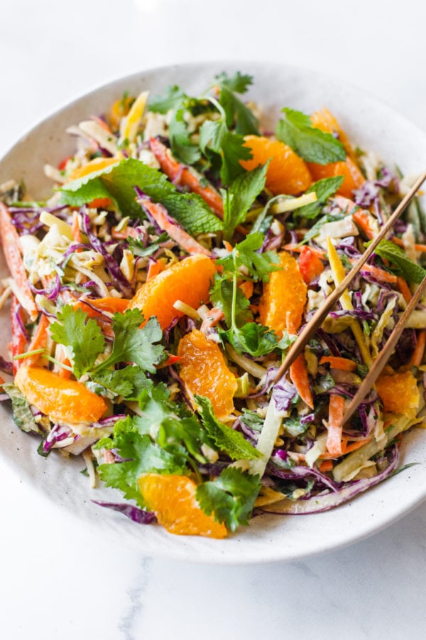 Crunchy Cashew Cabbage Salad with mandarin orange