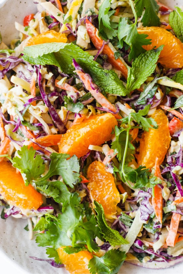 Crunchy Cashew Cabbage Salad with herbs
