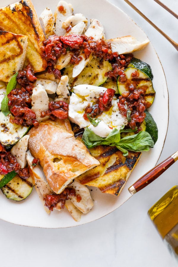 serving of Zucchini Burrata Chicken Salad