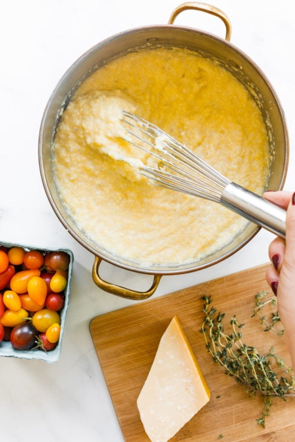 whisking Cheesy Garlic Polenta Recipe