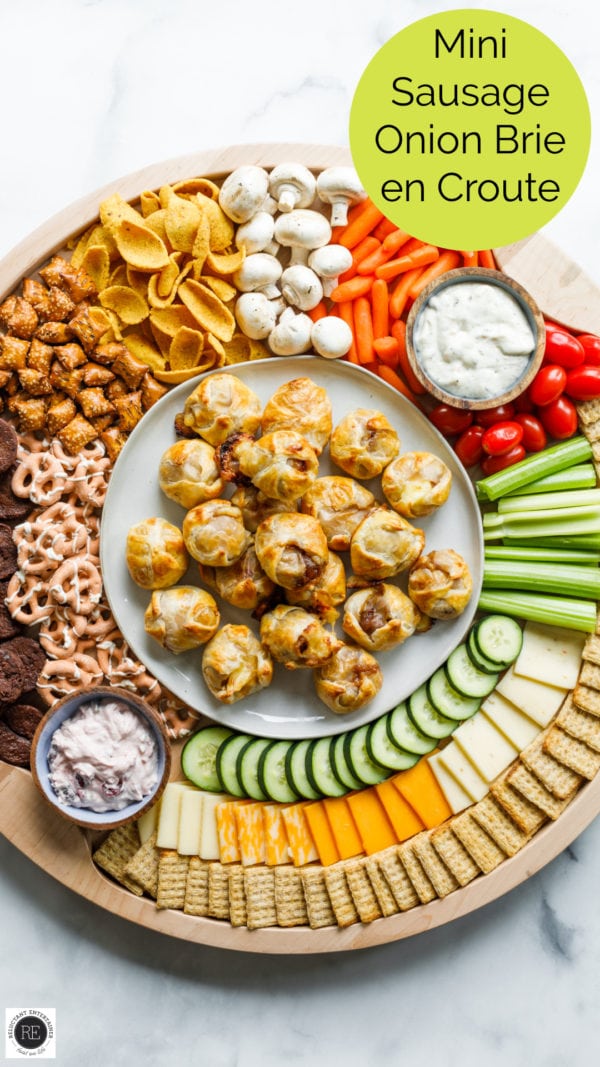 Mini Sausage Onion Brie en Croute Boards