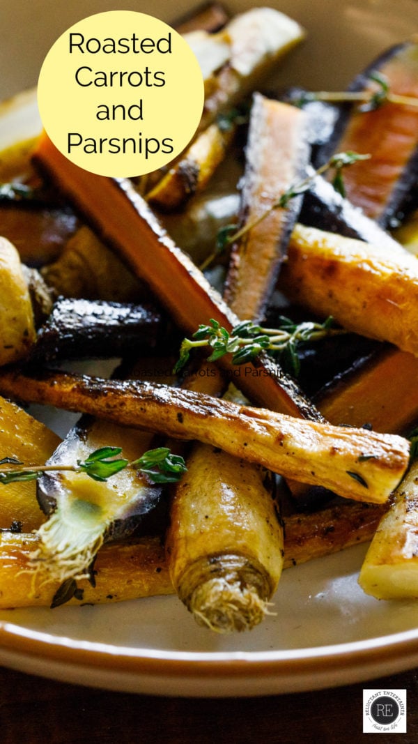 serving of Roasted Carrots and Parsnips with fresh thyme