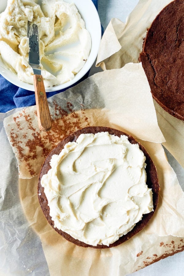 making a Sour Cream Chocolate Banana Cake