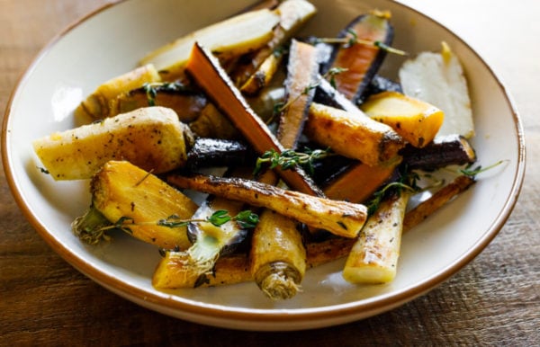 plate of Roasted Carrots and Parsnips